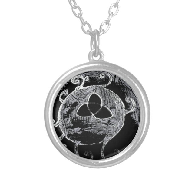 wiccan symbol for the witches silver plated necklace (Front)