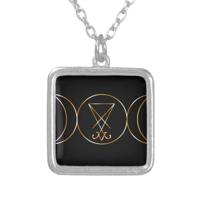 Wiccan symbol, Triple Goddess Silver Plated Necklace (Front)
