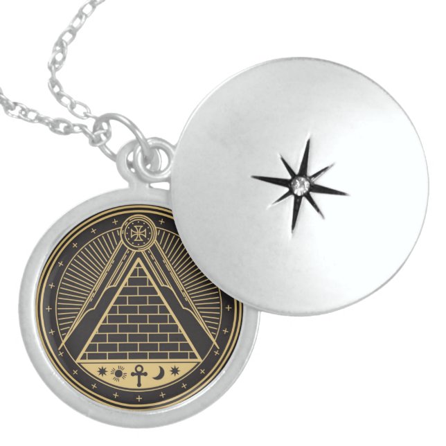 Wiccan Symbols Locket Necklace (Front)