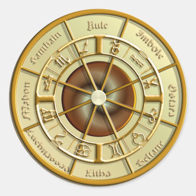 Wiccan Wheel of the Year Classic Round Sticker (Front)