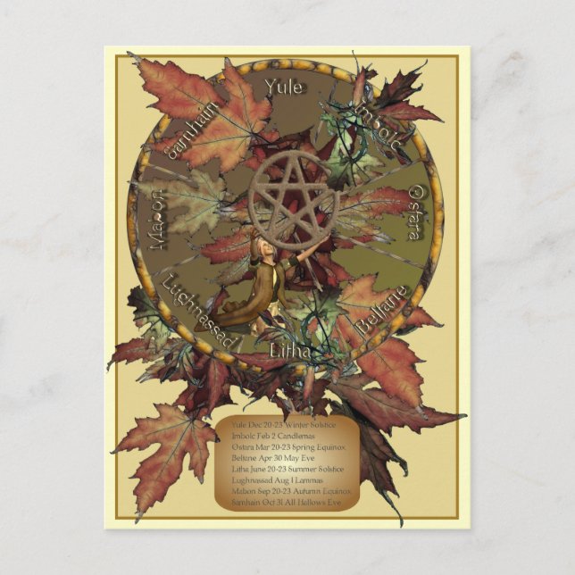 Wiccan Wheel With Pentacle Postcard (Front)
