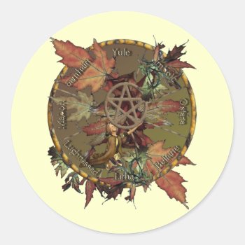Wiccan Wheel With Pentacle Stickers by WitchysCauldron at Zazzle
