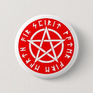 Wiccan white pentagram pinback button