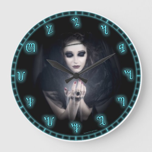 Wiccan Witch Spellcasting Theban Alphabet Large Clock