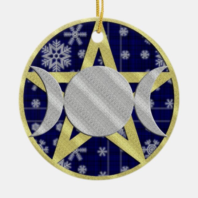 Wiccan Yule Christmas Snowflake Pentagram ornament (Front)