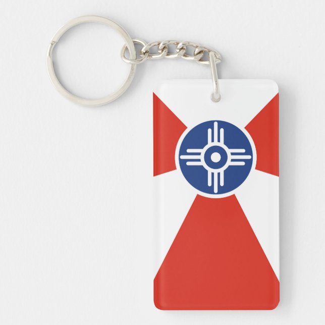 Wichita city flag  Kansas state America country Keychain (Front)