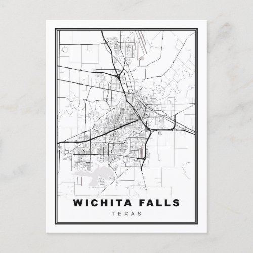 Wichita Falls Map Postcard