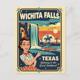 Wichita Falls TX Retro 1950s Travel  Postcard