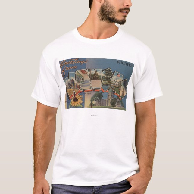 Wichita, Kansas - Large Letter Scenes T-Shirt (Front)