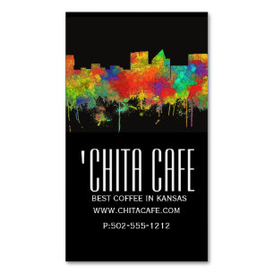 Wichita Kansas  Skyline-SG Business Card Magnet