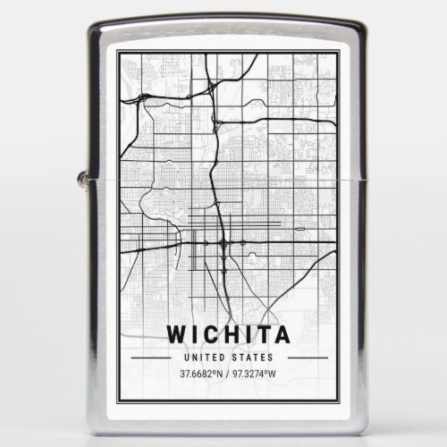 Wichita Kansas USA Travel City Map Zippo Lighter