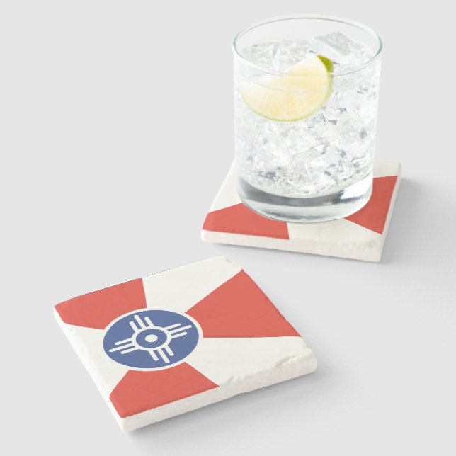 Wichita KS ICT Flag Stone Coaster (Side)