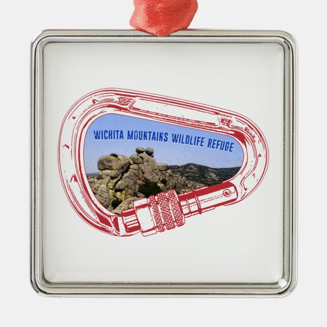 Wichita Mountains Climbing Carabiner Metal Ornament (Front)