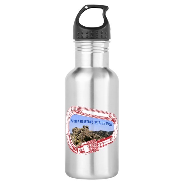 Wichita Mountains Climbing Carabiner Stainless Steel Water Bottle (Front)
