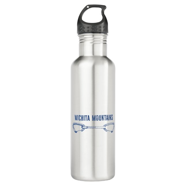 Wichita Mountains Rock Climbing Quickdraw Stainless Steel Water Bottle (Front)
