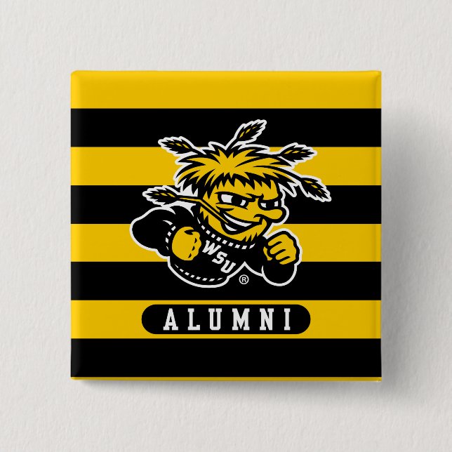 Wichita State University Alumni Stripes Button (Front)