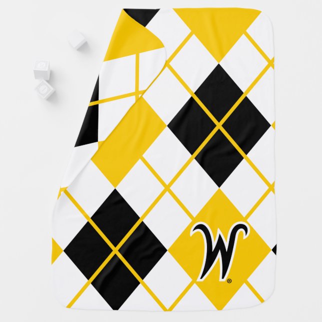 Wichita State University Argyle Pattern Baby Blanket (In Situ)