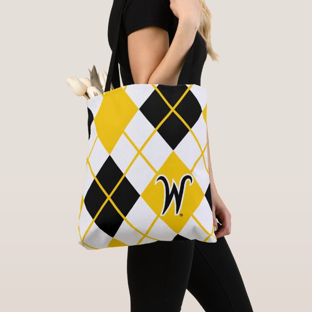 Wichita State University Argyle Pattern Tote Bag (Close Up)