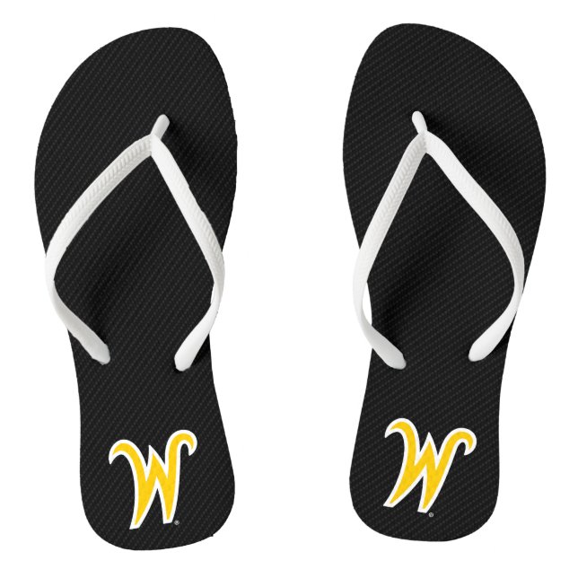 Wichita State University Carbon Fiber Pattern Flip Flops (Footbed)