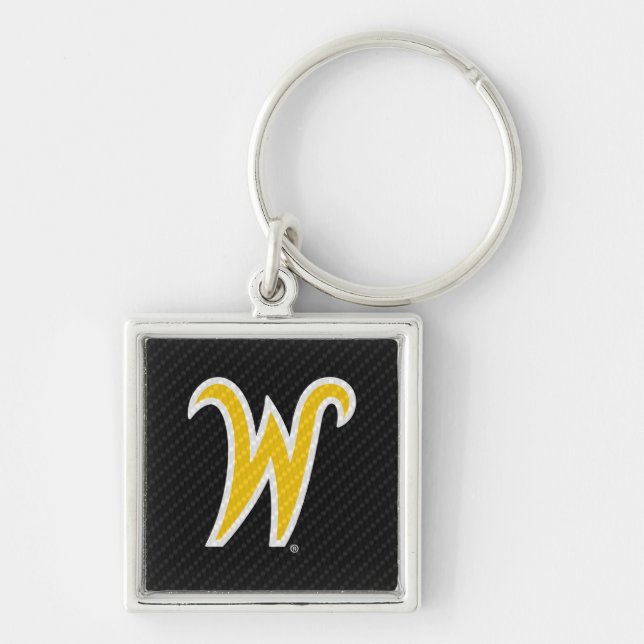 Wichita State University Carbon Fiber Pattern Keychain (Front)
