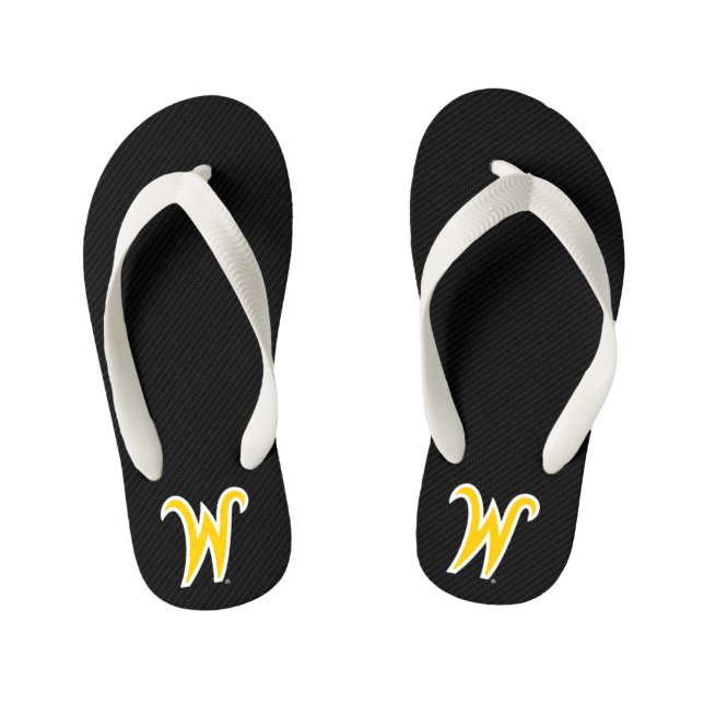 Wichita State University Carbon Fiber Pattern Kid's Flip Flops (Footbed)