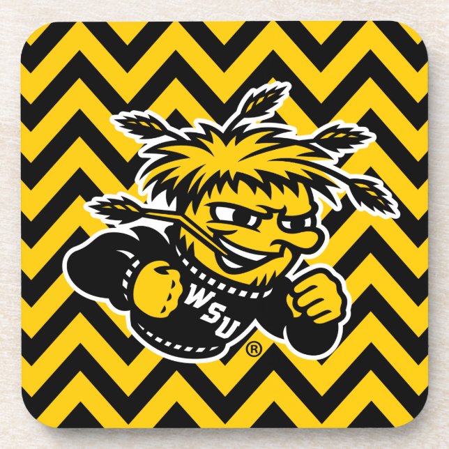 Wichita State University Chevron Pattern Beverage Coaster (Front)
