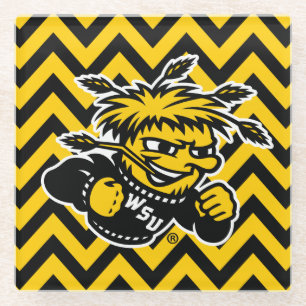 Wichita State University Chevron Pattern Glass Coaster