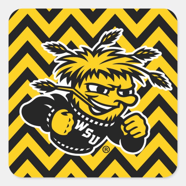 Wichita State University Chevron Pattern Square Sticker (Front)