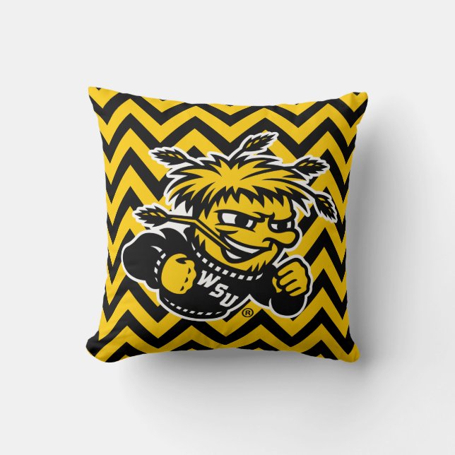 Wichita State University Chevron Pattern Throw Pillow (Front)