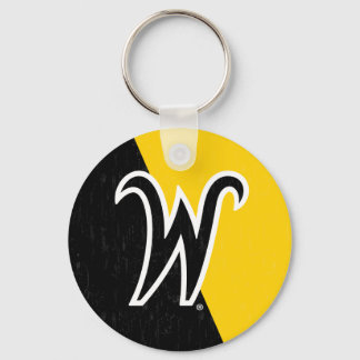 Wichita State University Color Block Distressed Keychain