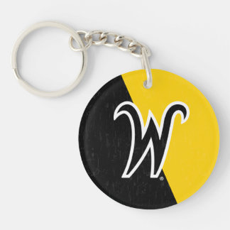 Wichita State University Color Block Distressed Keychain