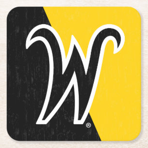 Wichita State University Color Block Distressed Square Paper Coaster