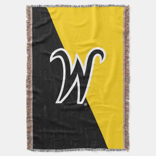 Wichita State University Color Block Distressed Throw Blanket (Front Vertical)