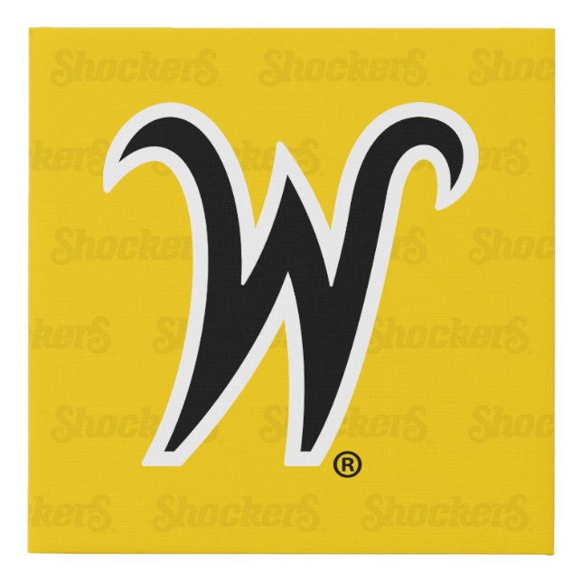 Wichita State University Logo Watermark Faux Canvas Print (Front)