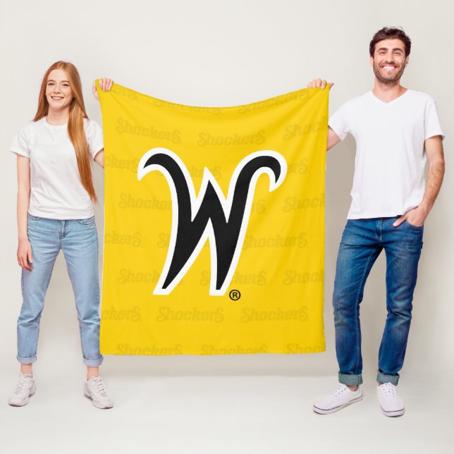 Wichita State University Logo Watermark Fleece Blanket (In Situ)