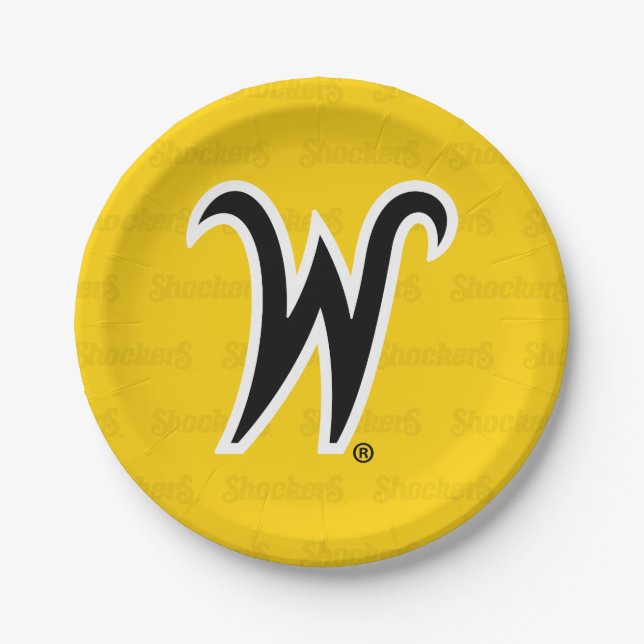 Wichita State University Logo Watermark Paper Plates (Front)
