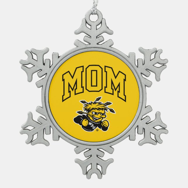 Wichita State University Mom Snowflake Pewter Christmas Ornament (Front)
