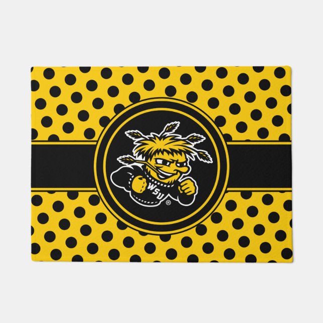Wichita State University Polka Dot Pattern Doormat (Front)