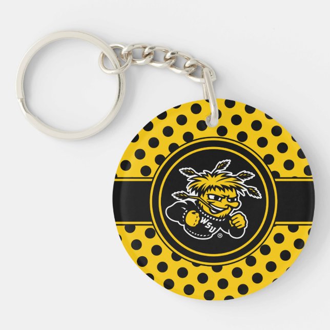 Wichita State University Polka Dot Pattern Keychain (Front)