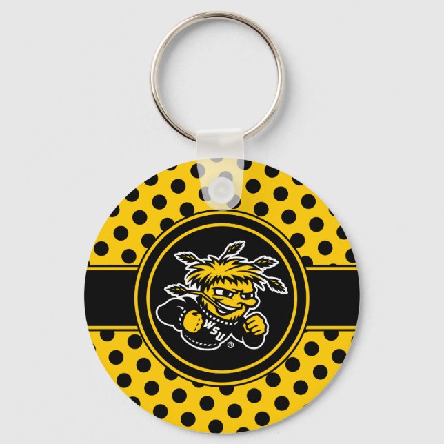 Wichita State University Polka Dot Pattern Keychain (Front)