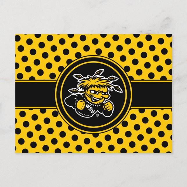 Wichita State University Polka Dot Pattern Postcard (Front)