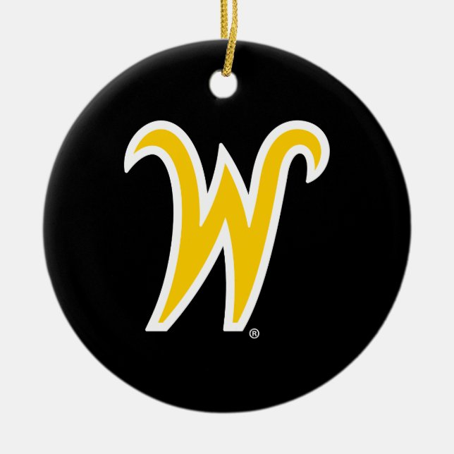 Wichita State University W Ceramic Ornament (Front)