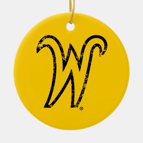 Wichita State University W Distressed Ceramic Ornament