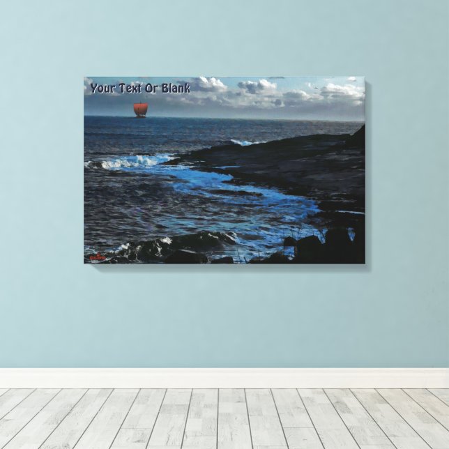 Wick Bay Viking Longship Canvas Print (Insitu(Wood Floor))