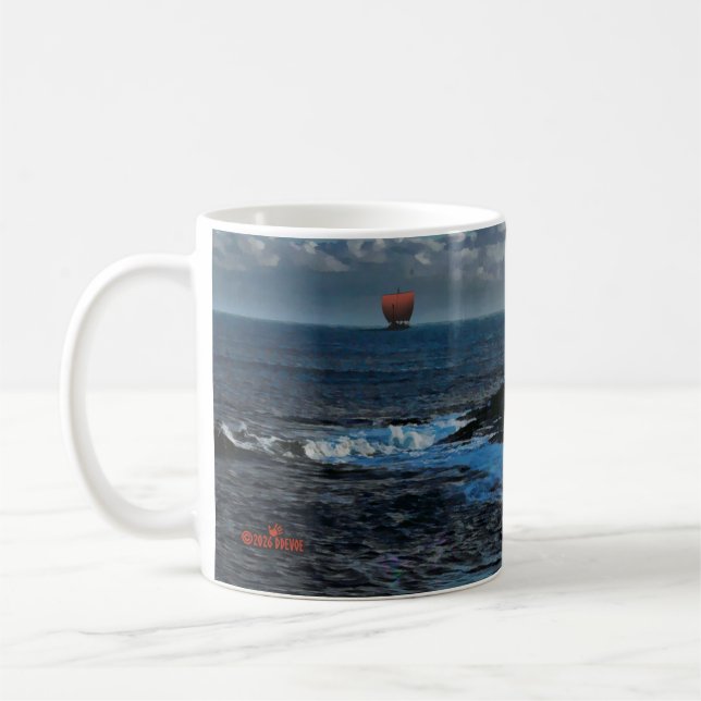 Wick Bay Viking Longship Coffee Mug (Left)