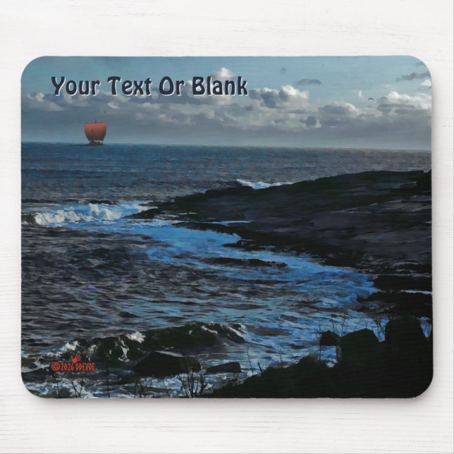 Wick Bay Viking Longship Mouse Pad (Front)