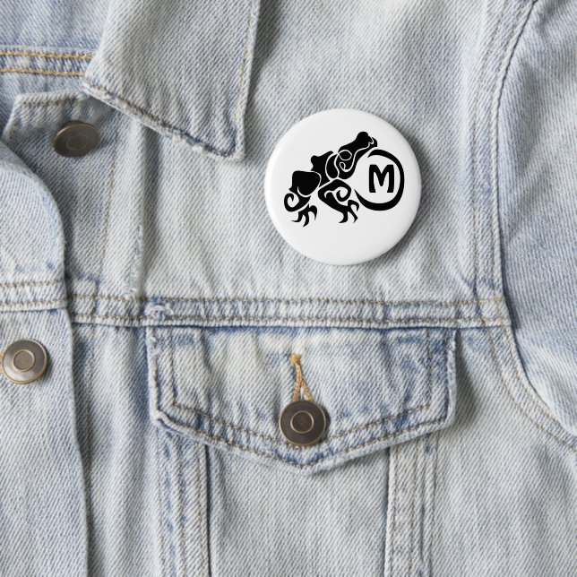 Wick Tribal Frog Monogram Button (In Situ)