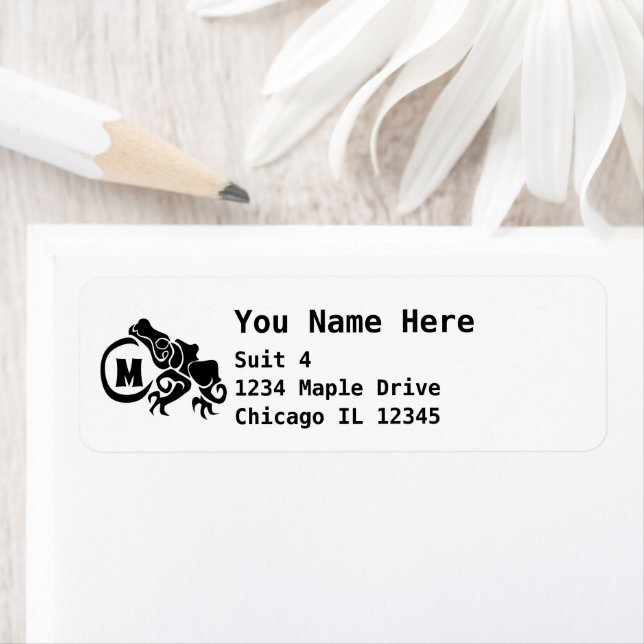 Wick Tribal Frog Monogram Label (Insitu)