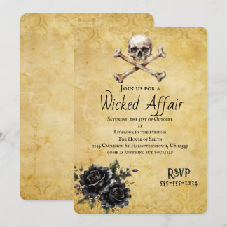 Wicked Affair Gothic Skull Halloween Party Invitation