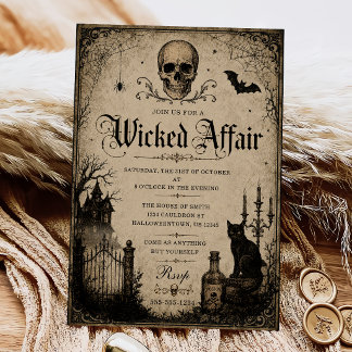 Wicked Affair Halloween Party Vintage Invitation